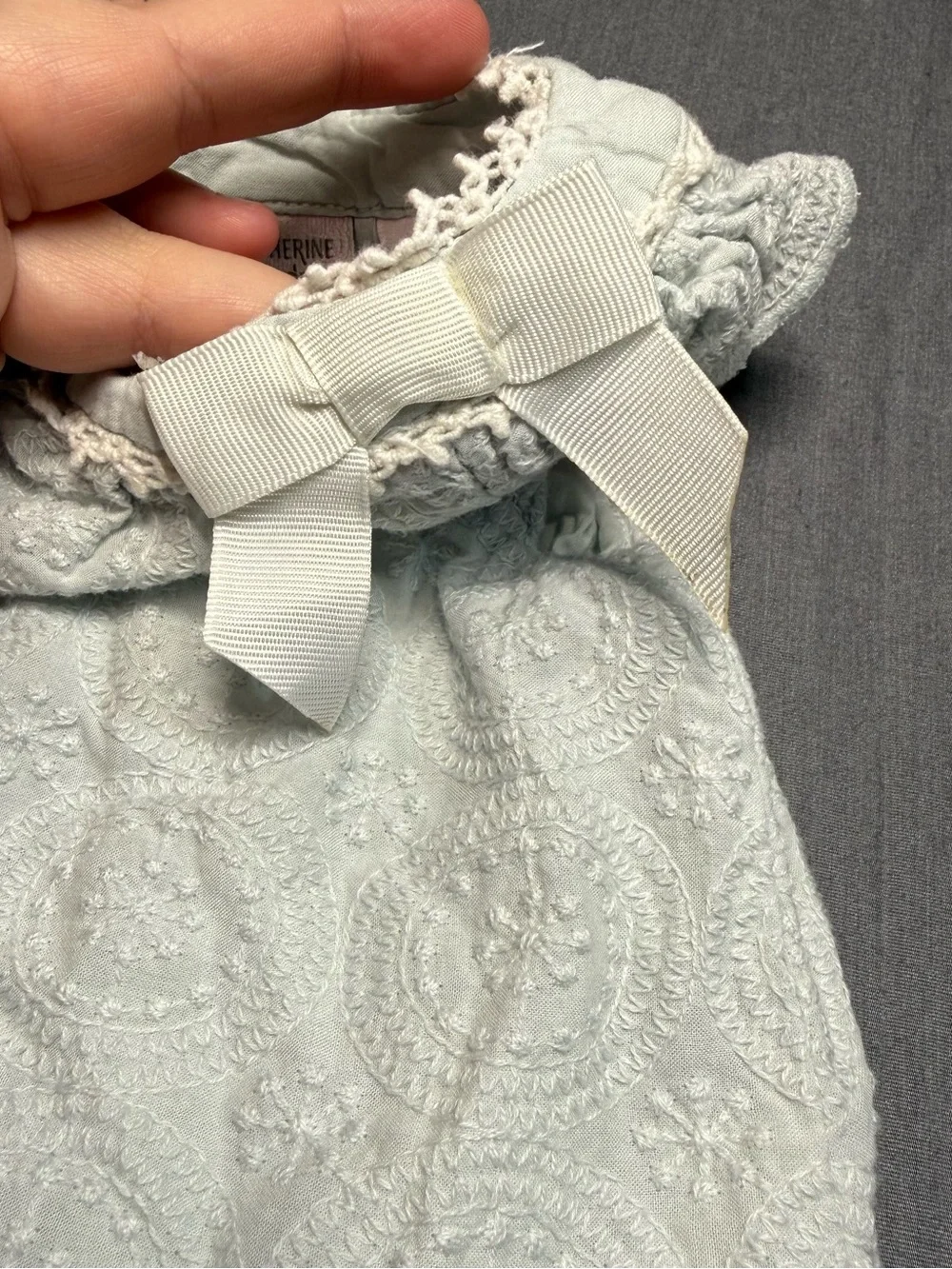 Catherine Malandrino Mint Eyelet Baby Dress with Bow